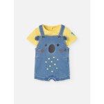 Ensemble t - shirt uni et salopette courte jaune
