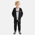 Ensemble t - shirt veste � capuche et pantalon de jogging 3 pi�ces gar�on imprim� noir