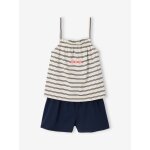 Ensemble short + débardeur fille rayé bleu Ensemble short + débardeur fille rayé bleu