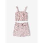 Ensemble short fille gaze coton blanc imprim�