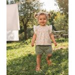 Ensemble short + haut 100% coton b�b� fille fond grege imprime multicolore