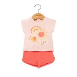 Ensemble short + haut 100% coton b�b� fille grege
