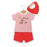 Ensemble short + haut 100% coton b�b� gar�on fond blanc optic raye rouge