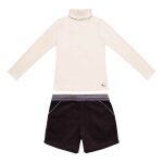 Ensemble short velours & col roul� marron beige
