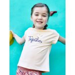 Ensemble de sport t - shirt et corsaire fille motif sunrise irisé écru Ensemble de sport t - shirt et corsaire fille motif sunrise irisé écru