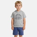 Ensemble sweat � capuche manches courtes et short gar�on marine