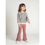 Ensemble sweat imprim� et legging flare fille bois de rose