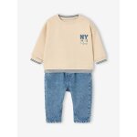Ensemble sweat et jean b�b� gar�on vanille
