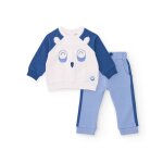 Ensemble sweat - shirt et pantalon pour b�b� gar�on avec motif de visage bleu