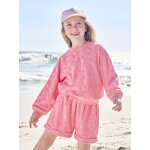 Ensemble sweat et short fleurs en éponge fille rose bonbon Ensemble sweat et short fleurs en éponge fille rose bonbon