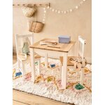 Ensemble table + 2 chaises en bois lot blanc