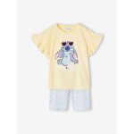 Ensemble tee - shirt + cycliste disney stitch jaune pastel