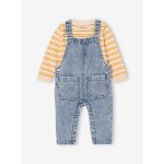 Ensemble tee - shirt ray� et salopetteen jean b�b� double stone