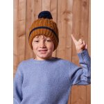 Ensemble torsad garon bonnet + snood + moufles / gants ocre