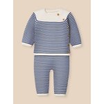 Ensemble en tricot b�b� - coton biologique rayure bleue
