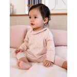 Ensemble en tricot pull  collerette et pantalon bb rose nude