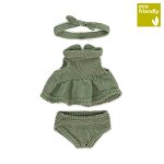 Ensemble tricot 21cm - robe et bandeau vert