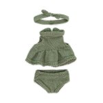 Ensemble tricot� 21cm - robe et bandeau vert
