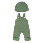 Ensemble tricot� 38cm - barboteuse et bonnet vert