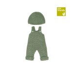 Ensemble tricot 38cm - barboteuse et bonnet vert