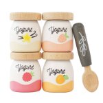Ensemble de yaourts en bois beige