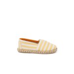 Espadrilles rayures style camping bande lastique jaune
