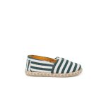 Espadrilles rayures style camping bande �lastique vert