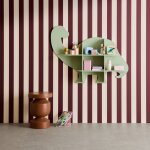 Etag�re murale dinosaure 5 espaces de rangement - l 108 x p 16, 5 x h 78, 5 cm - brachi vert