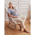 Fauteuil d'allaitement  bascule en tissu bouclette cru