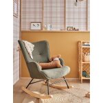 Fauteuil d'allaitement  bascule en tissu bouclette kaki