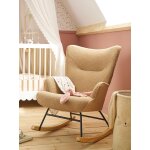 Fauteuil d'allaitement  bascule en tissu bouclette moka
