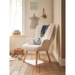 Fauteuil d'allaitement fixe en velours ctel cru