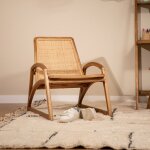 Fauteuil bois et cannage - rinca miel