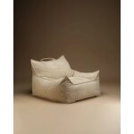 Fauteuil club pouf ado en velours c�tel� brown sugar