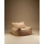 Fauteuil club pouf ado en velours c�tel� toffee