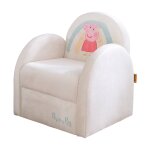 Fauteuil club en velours avec accoudoirs arrondis peppa pig beige / peppa pig