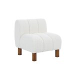 Fauteuil enfant pieds arrondis bois d'h�v�a et bouclette l 47 x p 56, 5 x h 52, 5cm - angel blanc