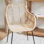 Fauteuil enfant en rotin et pieds métal - java rotin blanchi Fauteuil enfant en rotin et pieds métal - java rotin blanchi