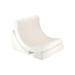 Fauteuil de jeu enfant - pouf design lune en teddy cream white