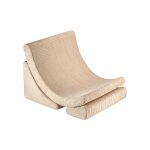 Fauteuil de jeu enfant - pouf design lune en velours c�tel� brown sugar