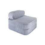 Fauteuil pliant enfant - pouf convertible en velours c�tel� blueberry blue