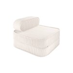 Fauteuil pliant enfant - pouf convertible en velours c�tel� marshmallow