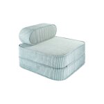 Fauteuil pliant enfant - pouf convertible en velours c�tel� peppermint green