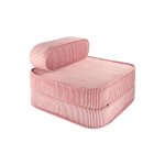 Fauteuil pliant enfant - pouf convertible en velours c�tel� pink mousse