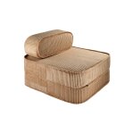 Fauteuil pliant enfant - pouf convertible en velours c�tel� toffee