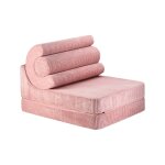 Fauteuil pliant enfant - pouf ?onvertible de jeu flipster en velours c�tel� pink mousse