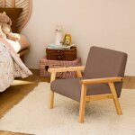 Fauteuil scandinave en bouclette et bois enfant isak l 47 x p 43, 5 x h 50cm taupe