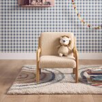 Fauteuil scandinave enfant bois d'h�v�a et bouclette lorens kids. beige