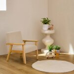 Fauteuil scandinave enfant velours ctel et bois d'hva isak kid crme