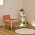 Fauteuil scandinave enfant velours ctel et bois d'hva isak kid terracotta